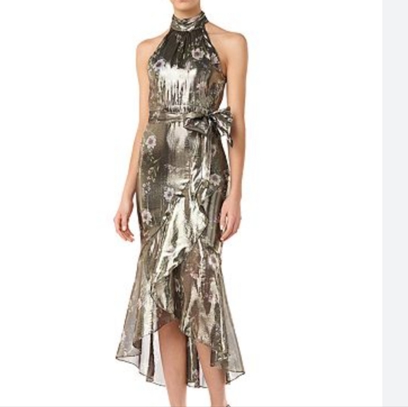 ML Monique Lhuillier Silk Blend Metallic Dress, Size 4 - Picture 3 of 17